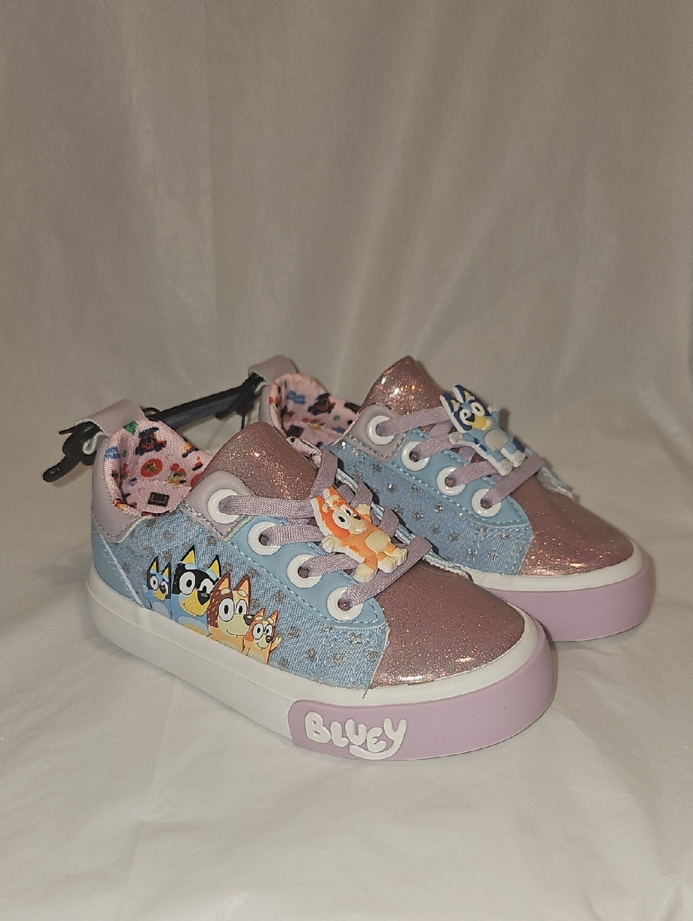 Bluey Girls Size 7 Bluey & Bingo Slip-On, Elastic No Tie Laces Sneakers